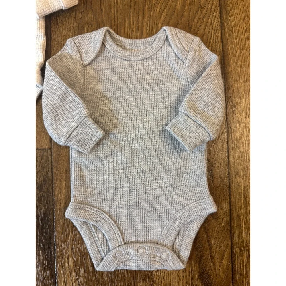 Carter's Baby Boy Preemie Bodysuits Solid Neutral Waffle Knit Clothes Lot Reborn